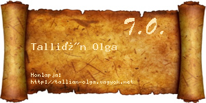 Tallián Olga névjegykártya